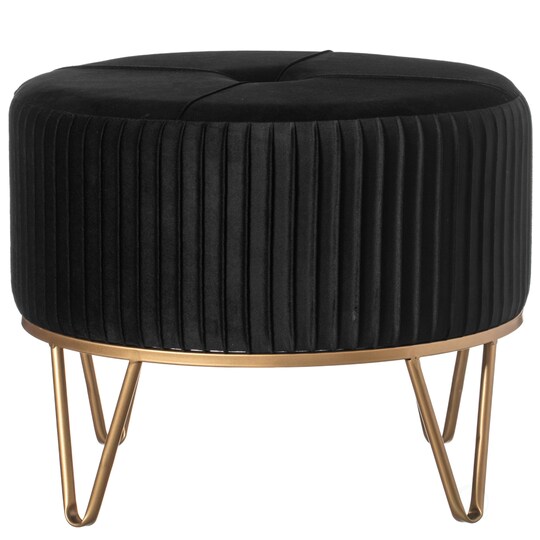 Round Velvet Ottoman Stool Gold Metal Base Large Medium Small